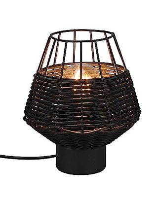 Reality, Lampe de table, Borka 1xE27, max.40,0 W Corps: Maillage rotin, Noir Ø:17,5cm, H:20,0cm Interrupteur de cordon,IP20,Sans illuminant