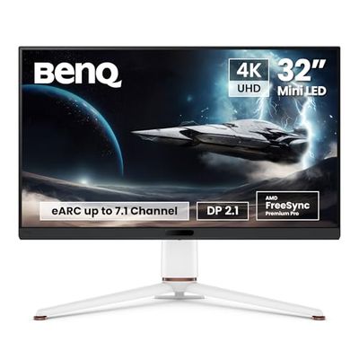 BenQ MOBIUZ EX321UX Monitor Gaming 32” 4K Mini LED, 1152 Zonas, HDR1000, 144Hz, 1ms, HDMI 2.1, DP 2.1, USB-C, Freesync Premium Pro, 99% P3 y Adobe RGB, Motor Pixsoul, Control Remoto, eARC, KVM