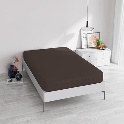 ELEGANT Fitted Sheet 35 cm, Brown, Queen Size