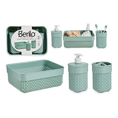 Set da bagno verde plastica (3 pz)