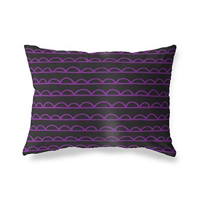 BonaMaison Violet-Noir Housse de Coussin Motif, Taie d'oreiller pour Lit Voiture Canapé Maison Salon Chambre, Décoration D'intérieur, 45x60 Cm - Conçu et Fabriqué en Turquie