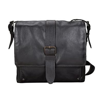 Pride and Soul FB1047134 – fixväska axelväska NEO med klickfix adapterplatta för cykel, laptopväska för 12 tums bärbara datorer, axelväska i äkta läder, väska ca 32 x 34 x 13 cm, mörkbrun
