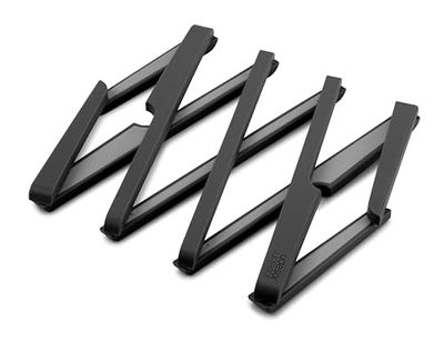 Joseph Joseph Trebede de silicone extensível e dobrável para panelas e frigideiras quentes, suporte antiderrapante extensível, tapete resistente ao calor para bancada da cozinha - preto