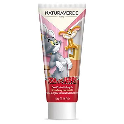Naturaverde Kids – Warner Bros Tom & Jerry Jordgubb Tandkräm för Barn, 75 ml