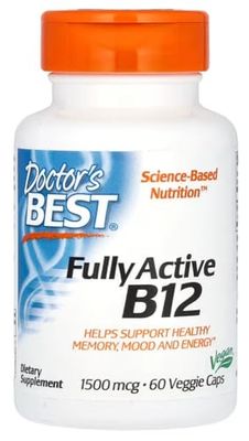 Doctor's Best - Fully Active B12 (1500mcg) | Supports Energy Production and Nerve Health - 60 Veggie Capsules