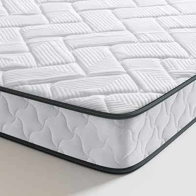 Maxzzz Podwójny materac 1,2 m, materac o głębokiej sprężynie, miękki/średni, mocny materac z podwójną sprężyną, biały (135 cm x 190 cm)