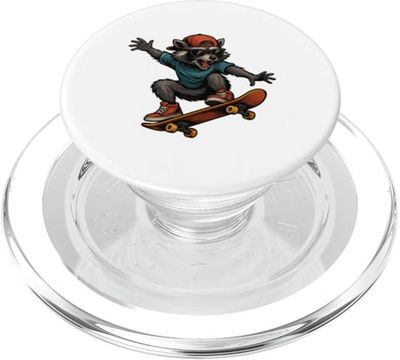 Genial mapache de skate PopSockets PopGrip para MagSafe