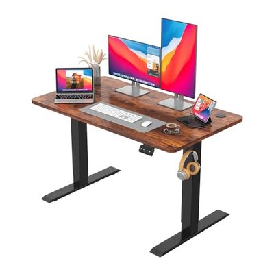 JUMMICO Bureau électrique réglable en Hauteur avec Fonction mémoire - 120 x 60 cm - Marron