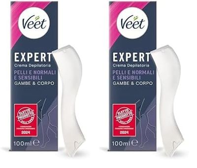 Veet Expert Crema Depilatoria Gambe e Corpo Pelli Normali e Sensibili 1ml (Confezione da 2)