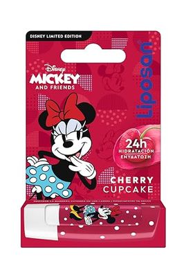 Liposan Cherry Cupcake Minnie Mouse Disney Limited Edition (1x 4,8 g), bálsamo labial para niños con 24 h de hidratación, bálsamo labial reparador para unos labios suaves