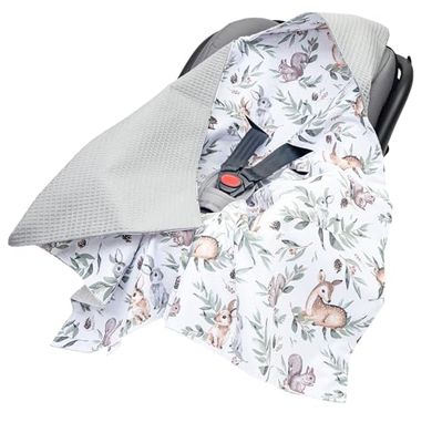Medi Partners Couverture enveloppante 100% Coton Waffle 85x85cm Multifonction bébé Poussette Hiver Une Capuche Douce et Moelleuse pour landaus