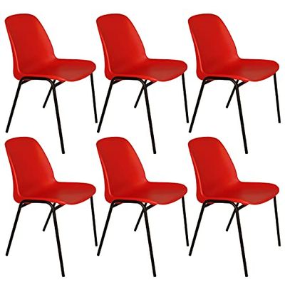 OFITURIA COM0523 Rolvrije stoel, polypropyleen, rood, 6 silla's