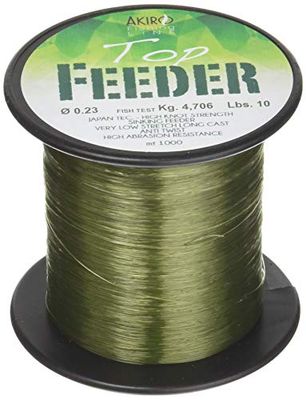 Akiro Top Feeder, Fil de pêche Mixte Adulte, Adulte Mixte, AMTOPFEEGR1000.023, Vert foncé, 0.23 mm