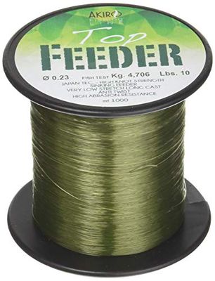 Akiro Top Feeder, Fil de pêche Mixte Adulte, Adulte Mixte, AMTOPFEEGR1000.026, Vert foncé, 0.26 mm