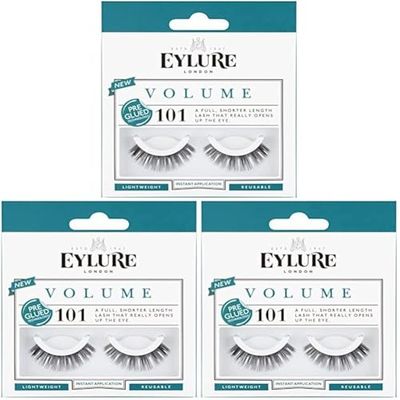Eylure Volume Pre-Glued False Lashes Number 101 (Pack of 3)