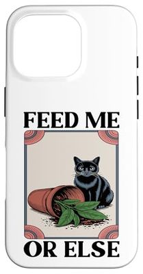 Feed Me Or Else Plante pour Chat Chaton Plantes Amoureux des chats Coque pour iPhone 16 Pro