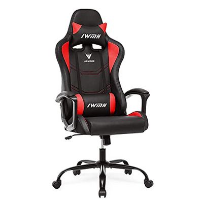 IntimaTe WM Heart Chaise Gaming, Fauteuil Gaming Ergonomique Haut Dossier, Racing Chaise Pivotant Hauteur Réglable avec Accoudoirs, Appui-tête et Soutien Lombaire Ajustables (Rouge), 55*58*130