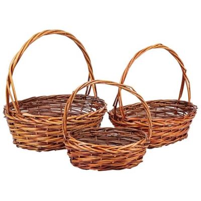 Cestas de mimbre set 3 pzas marron