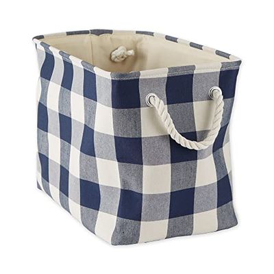 DII Collapsible Bin with Handles, Polyester, Navy & Off-White, Medium Rectangle, 16x10x12