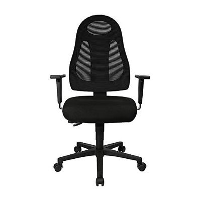 Topstar Free Art Chaise de Bureau Ergonomique avec accoudoirs réglables en Hauteur, Tissu, Noir, 61 x 65 x 127 cm