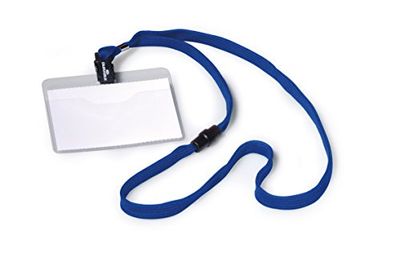 Durable 813907 Portanombres (con correa textil de 10, 60 x 90 mm, longitud de la correa 44 cm) Paquete de 10, azul