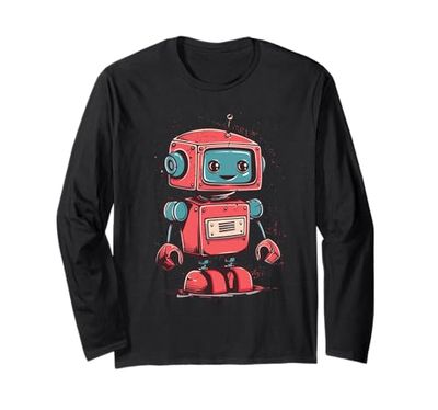 Carino piccolo Robot, Vintage Kids Robot Maglia a Manica