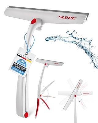 Sleec Cleanline 360° Shower Squeegee 25-40 cm Long ● Red/White Made in Germany Shower Squeegee Integrated Suspension ● Squeegee for Shower and Bathroom ● Bathroom Squeegee and
