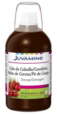 JUVAMINE - Botella Cola de Caballo - Drenaje - Complemento alimenticio - Sabor a melocotón - Cola de caballo - Rabo de cereza - Programa de 20 Días - 500 ml