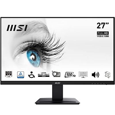 MSI PRO MP273A Monitor 27" IPS FHD (1920x1080), 1ms, 100 Hz, Altoparlanti integrati, Schermo Eye-Friendly, VESA, PIVOT - HDMI 1.4, DP 1.2a