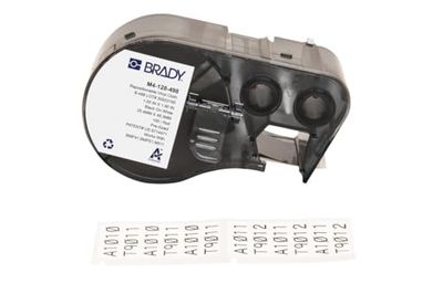 Brady Étiquettes en tissu vinyle étiqueteuses BMP41/BMP51/BMP53/M511 - 100 Étiquettes imprimables adhésives - Noir sur blanc (48,26 mm (l) x 25,40 mm (H)) - M4-128-498