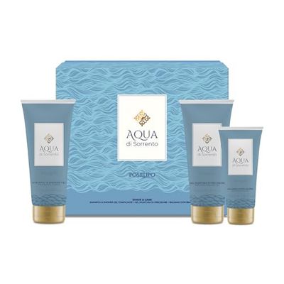 AQUA DI SORRENTO | Posillipo, Confezione Regalo Uomo, Gel Doccia e Shampoo & Shower Gel da 200ml + Balsamo Dopobarba 100ml, Fragranza Agrumata, Floreale e Legnosa