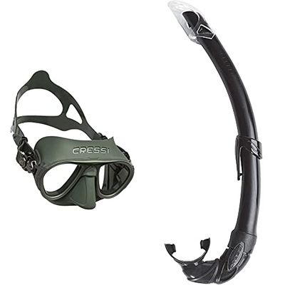 Cressi Calibro Máscara polyvalent para Buceo, apnea Avanzada y submarina Fishing, Unisex Adulto, Verde, Talla única + Mexico Tubo de Snorkel, Unisex-Adult, Negro, Un tamaño