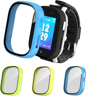 GlasFlength 3 pezzi custodia protettiva per Xplora X6 Play con pellicola protettiva in vetro temperato, PC rigido tutto intorno a 360° resistente ai graffi, custodia protettiva ultra sottile per