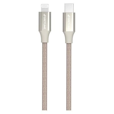 GreyLime USB C till MFi-Lightning-flätad kabel för iPhone och iPad beige 1 m/3,3 fot