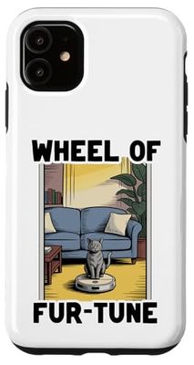 Wheel Of Fur-Tune Robot Vacuum Cleaner Funny Cat Case for iPhone 11
