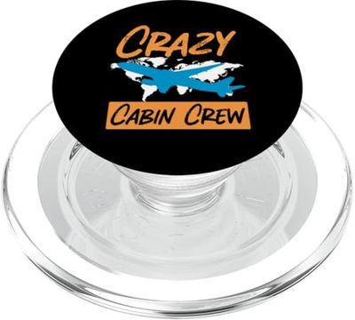 Crazy Cabin Crew Plane and World Design PopSockets PopGrip para MagSafe