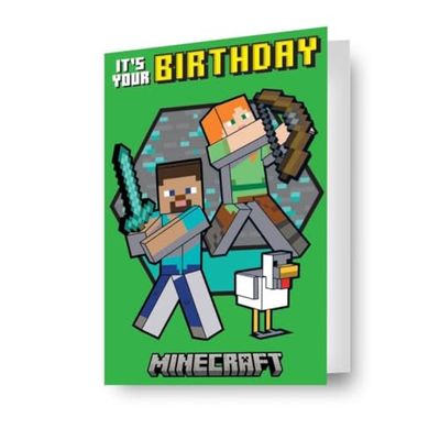 Minecraft Verjaardagskaart 3D-Effect Lenticular Een Fantastische Kaart Voor Alle Gelegenheden