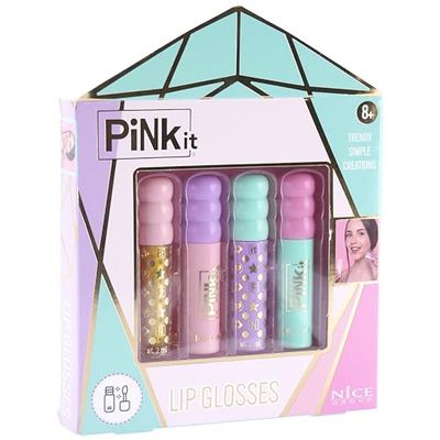 PINKIT Set Lip Glosses, Confezione con 4 Lucidalabbra