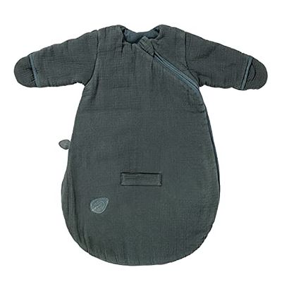 Nattou Babyslaapzak voor herfst en winter van 100% katoen (mousseline), met wanten, TOG 2, Ca. 60 cm, Luna en Axel, groen