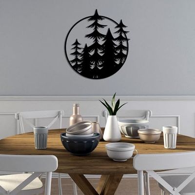 Hanah Home Stylish Black Decorative Metal Wall Accessory, 70 x 65 cm, 100% Metal, 1.5 mm Thick, Easy Wall Mounting, Perfect for Modern Decor