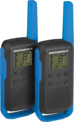 Motorola Solutions - T62 PMR Azul, Walkie Talkabout, rádio de banda cidadã PMR446, 16 canais e 121 códigos, alcance de 8 km, azul, sem licença, ecrã LCD