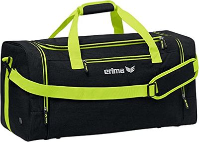 Erima Unisex Squad Basic Sports Bag (Pack of 1), Black melange/lime, L, Two Tone