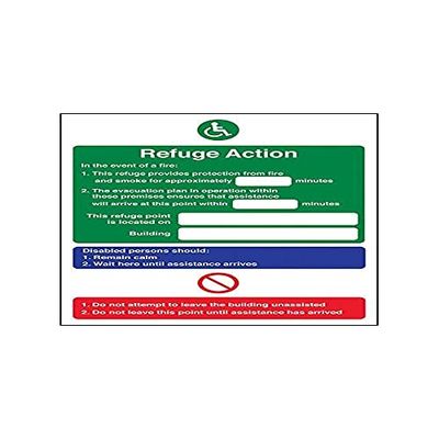 Vsafety 12017AN-R'Refuge Action/Refuge Point Located On' Sign, 150 mm x 200 mm (Pack of 3)