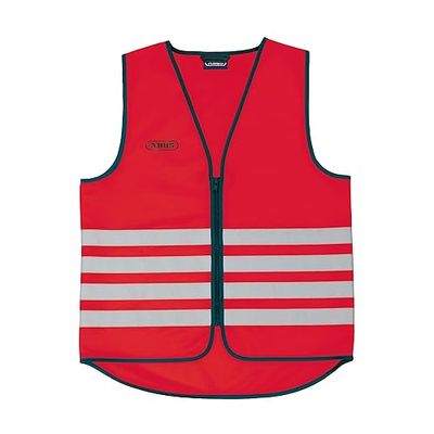 ABUS Lumino Day Vest säkerhetsväst - röd säkerhetsväst för bättre synlighet dag och natt - för vuxna - med dragkedja - storlek XXXL