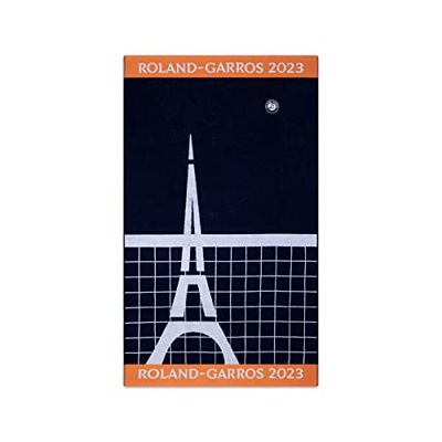 ROLAND GARROS - Biancheria da spiaggia Giocatori Edizione 2023-100% Cotone - Colore Blu marino - 105 x 70 cm