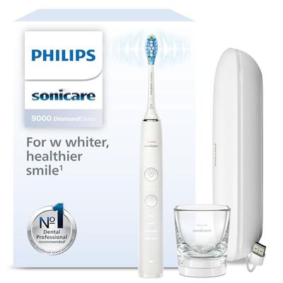 Philips Sonicare DiamondClean 9000 spazzolino elettrico sonico con app, colore bianco, modello HX9911/27