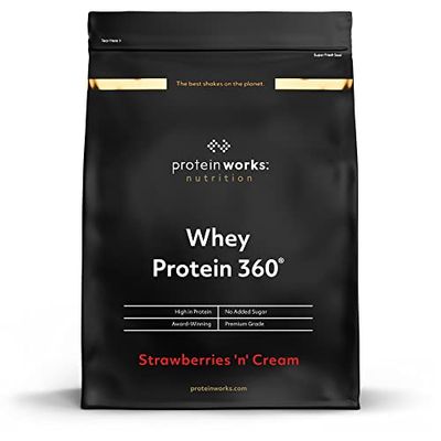 THE PROTEIN WORKS Protéine Whey 360 en Poudre, Fraise à la Crème, 1.2 kg