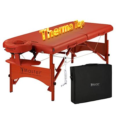 Master Massage Fairlane cm Therma Top Mobiel massagebed cosmetische ligstoel verwarmbaar inklapbaar houten behandelingsligstoel therapiebed ultralicht kaneel 71 cm