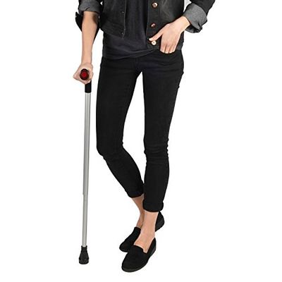 Soles Walking Forearm Crutch - Single Unit - Adjustable, Aluminum - Men or Women - Lightweight, Comfortable & Durable (Black)