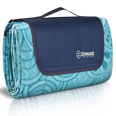 ZOMAKE Grote picknickdeken waterdicht, 200 x 200, picknickmat voor buiten, opvouwbare dekens voor camping, strand, tuin, park - extra groot picknicktapijt (pauwblauw)